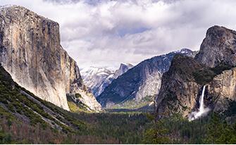 Mountain view with a waterfall